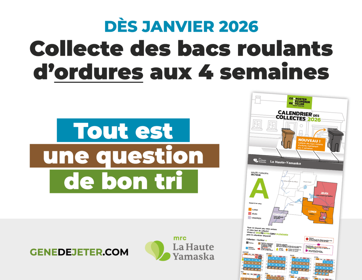 COLLECTE DES BACS ROULANTS D’ORDURES AUX 4 SEMAINES DÈS JANVIER 2026
