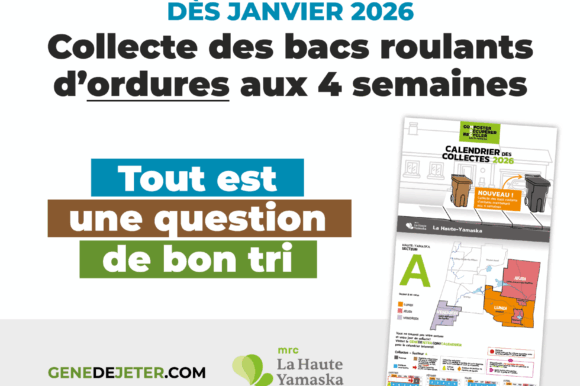 COLLECTE DES BACS ROULANTS D’ORDURES AUX 4 SEMAINES DÈS JANVIER 2026