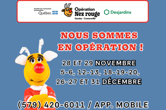 OPÉRATION NEZ ROUGE HAUTE-YAMASKA – BROME MISSISQUOI 2025