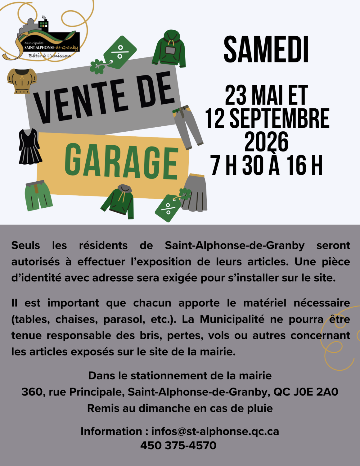 VENTE DE GARAGE – 2026