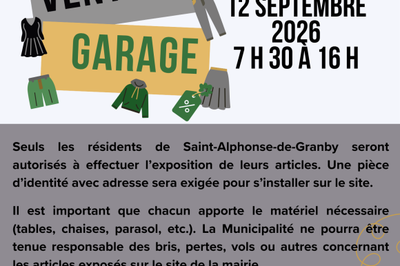 VENTE DE GARAGE – 2026