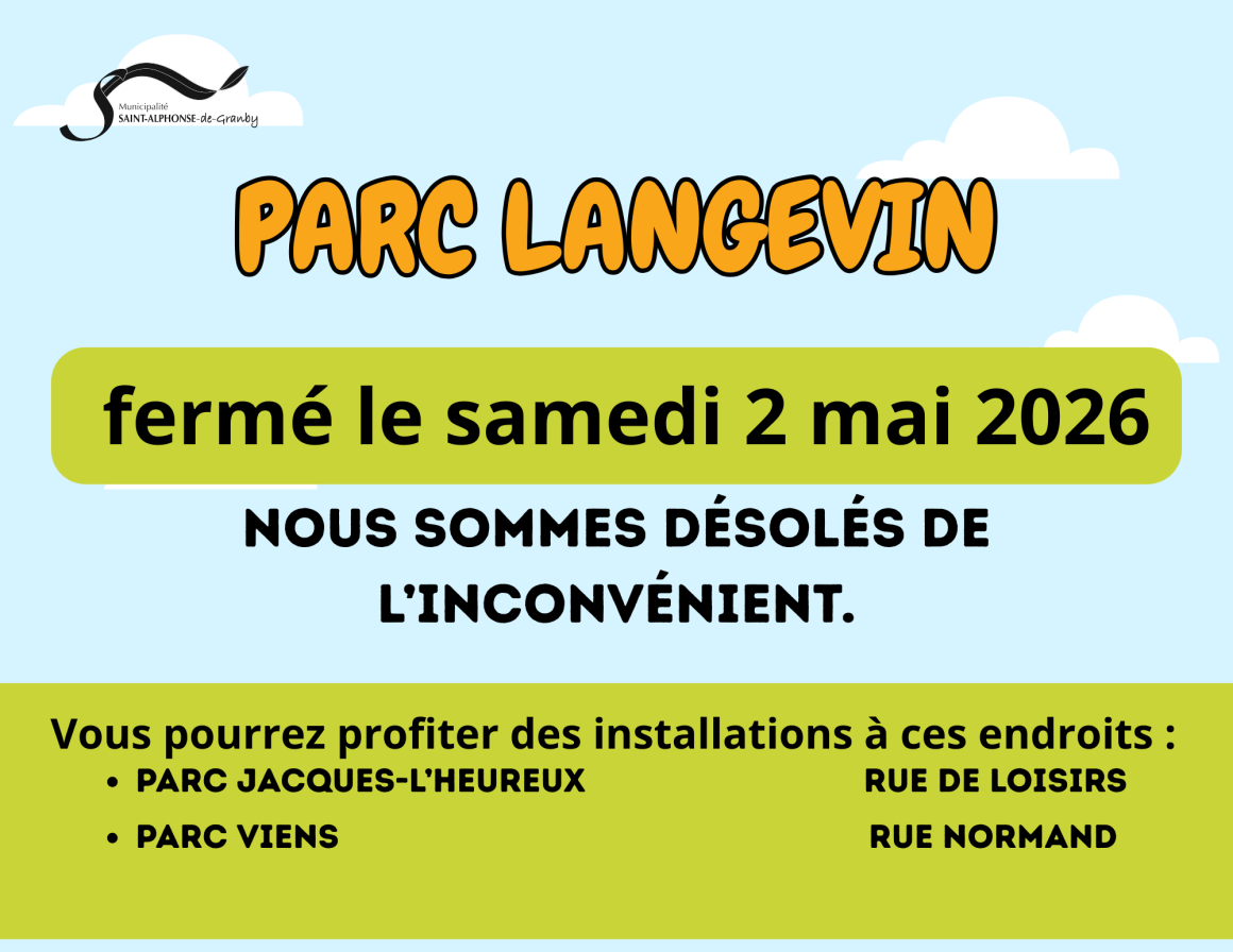 FERMETURE – PARC LANGEVIN