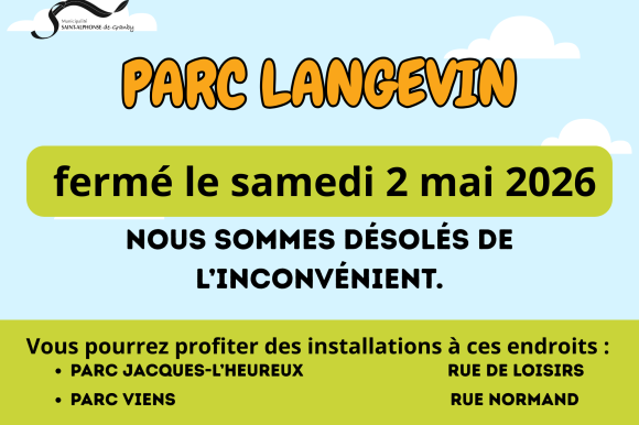 FERMETURE – PARC LANGEVIN